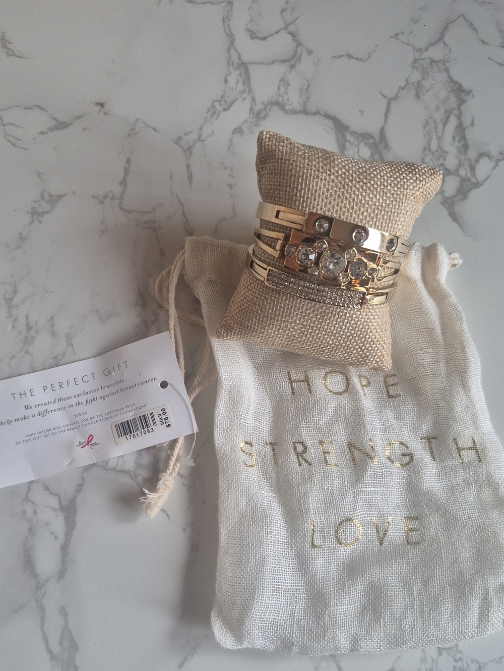 Ann Taylor Hope Strength Love Bracelet Set